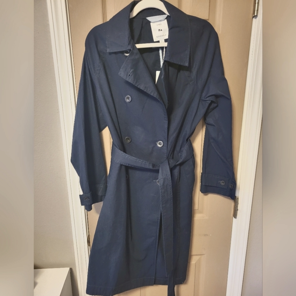 Celebrity Pink size Large, Navy Trench Coat, NWT